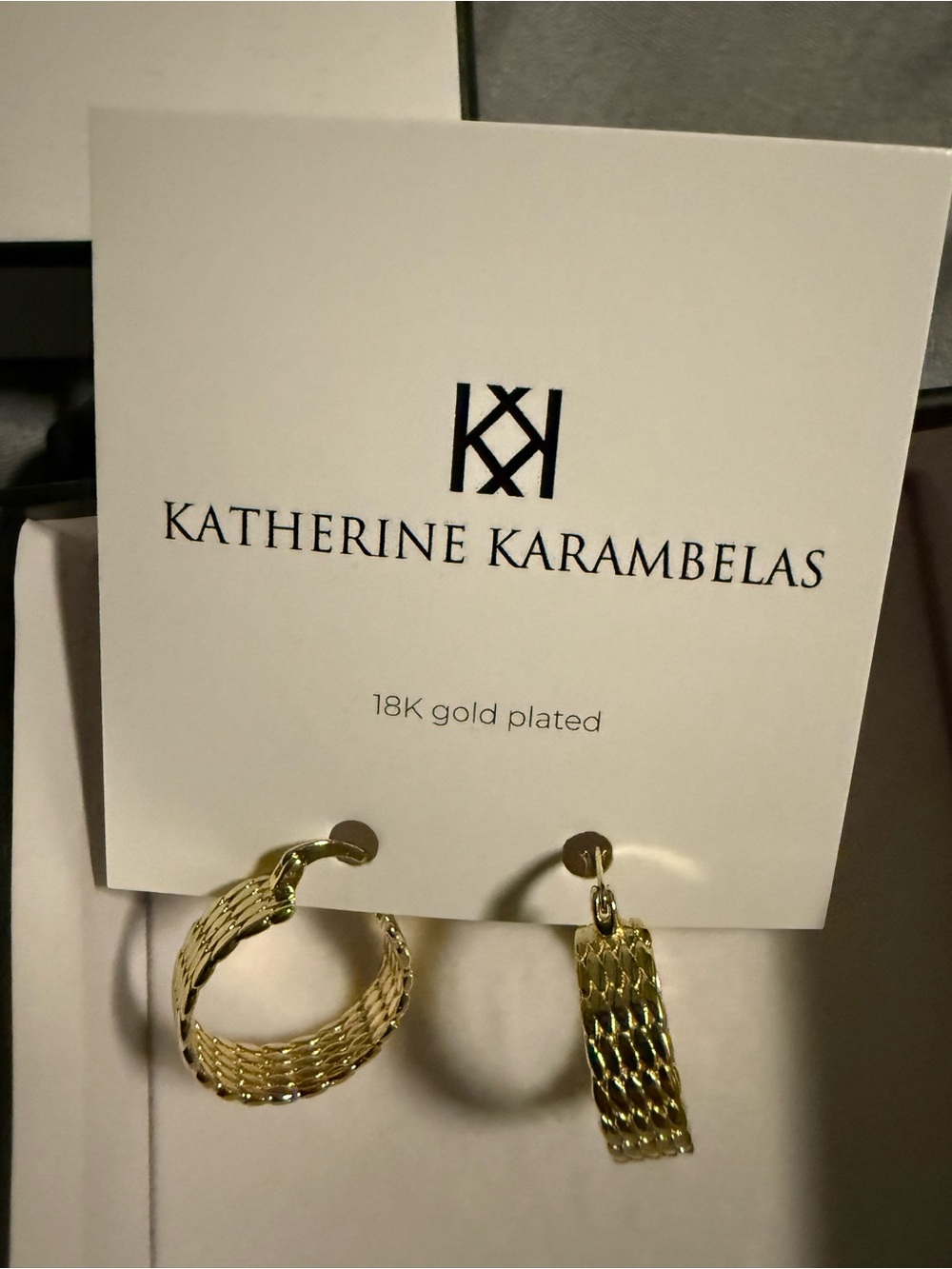18K Gold-Plated Textured Hoop & Drop Earrings - Gold
